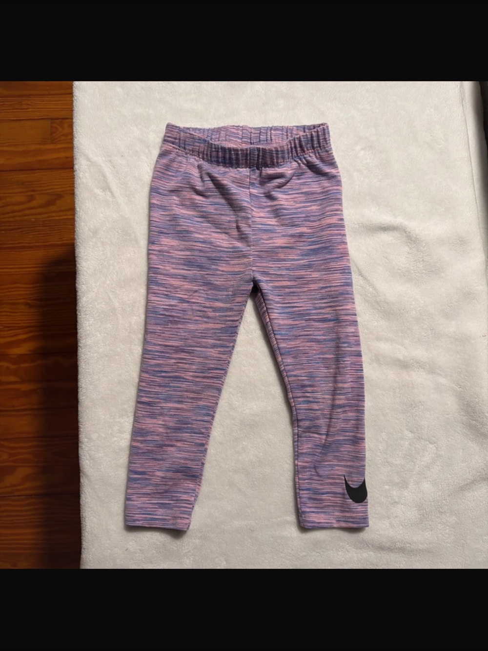 Nike Kids Purple and Pink Space-Dye Leggings with Black Swoosh